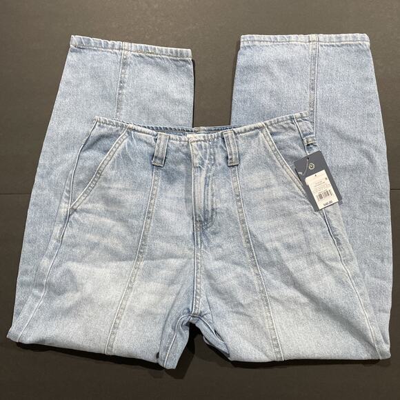 Mid-Rise Barrel Leg Ankle Jeans - Universal Thread Blue Denim 4 - Picture 4 of 14